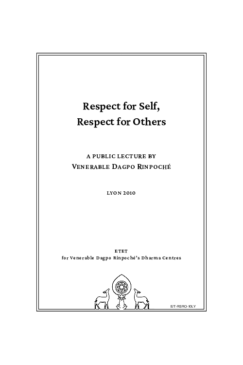 Respect for self respect for others